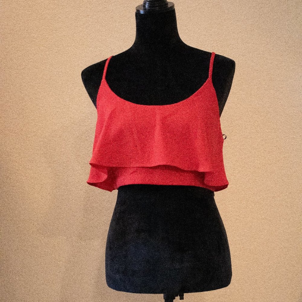 NWT - RED RUFFLE TANK TOP WITH RUFFLE DETAIL | FOREVER 21